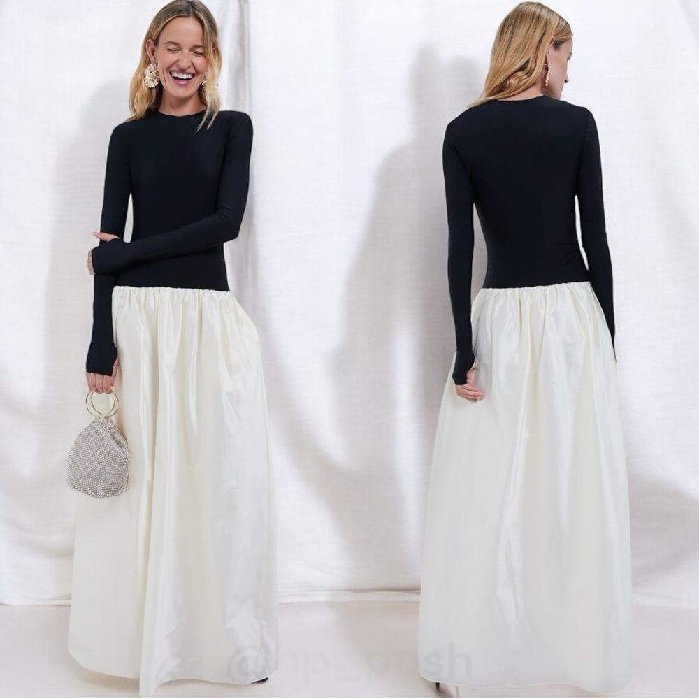 ANNA OCTOBER Black and Ivory Meringue Maxi Dress